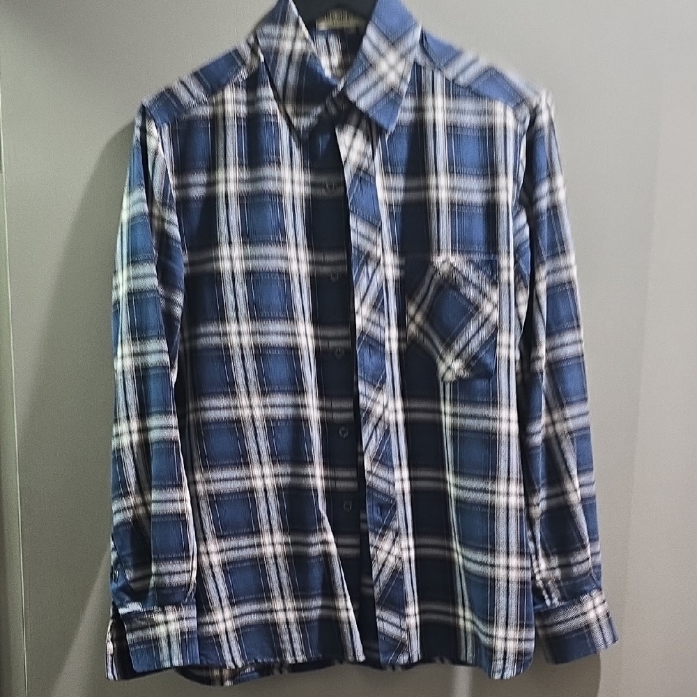 Burberry Blue and White Plaid Casual Shirt